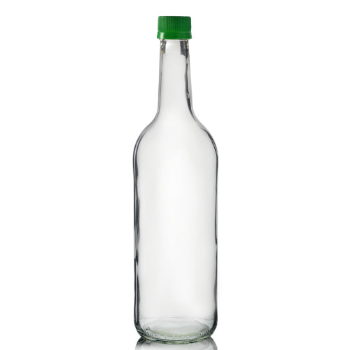 750ml Clear Glass Mountain Bottle With Green MCA Screw Cap