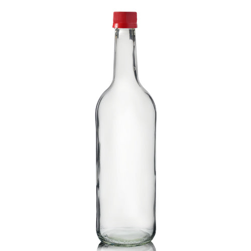750ml Clear Glass Mountain Bottle With Red MCA Screw Cap