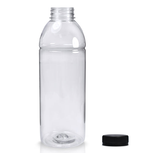 750ml Plastic Juice Bottle (38mm neck) (Wholesale) - 38mm Black T/E Bottle Cap