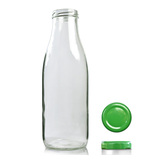 750ml Clear Glass Milk Bottle With Twist Off Cap - Green